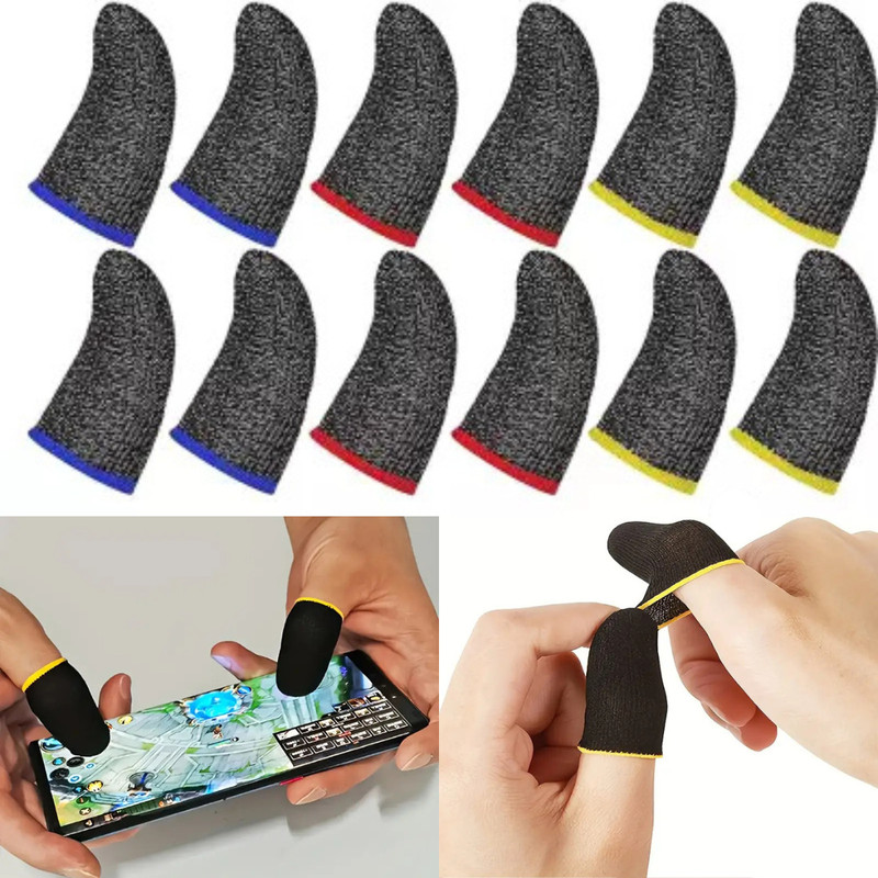 Globalkart Impex Mobile Gaming Finger Sleeves Breathable Anti-Sweat Thumb Gloves (Pack of 12) Finger Sleeve(Pack of 12)