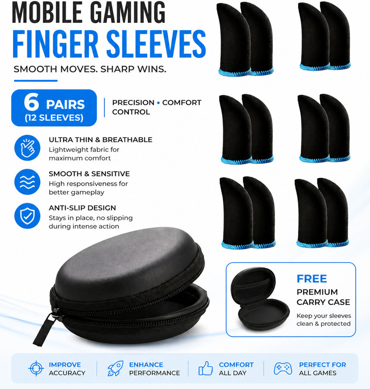 Shyambaba Gaming Finger Sleeve 12 PCS | Anti Sweat | With Case Finger Sleeve(Pack of 12)