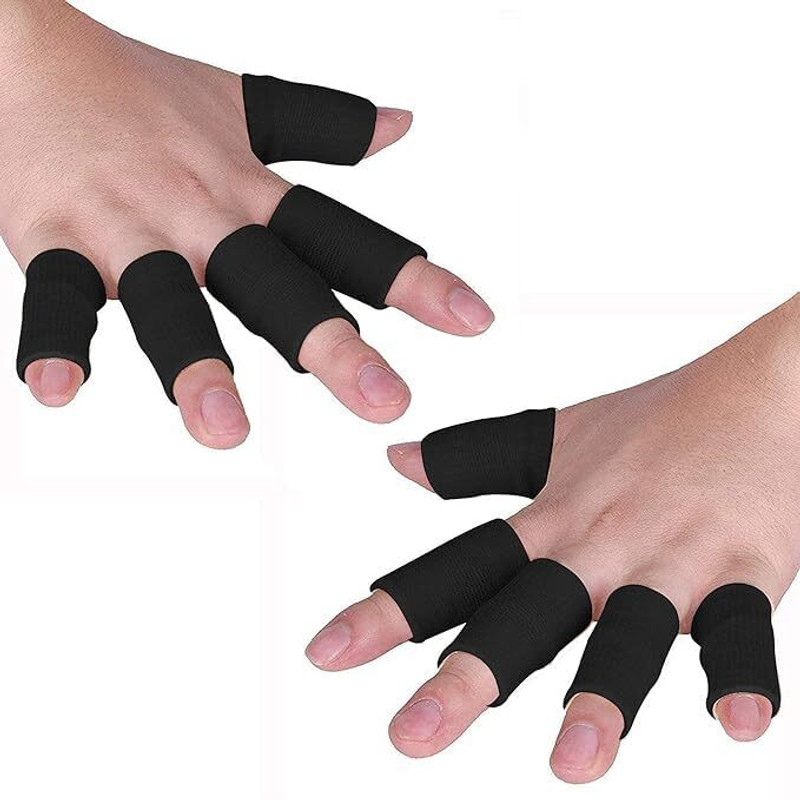 SYMKARD Adjustable Pain Relief & Sleeve Protector Finger Support Cricket,Exercise,Gym Finger Sleeve(Pack of 10)