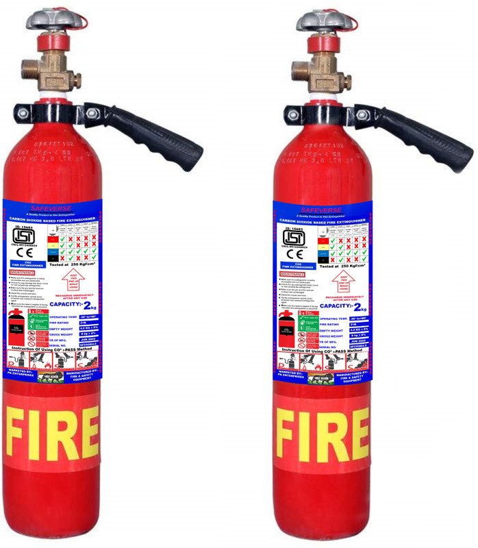 SAFEVERSE CO2 2kg fire extinguisher Pack Of 2 Fire Extinguisher Mount(2 kg)