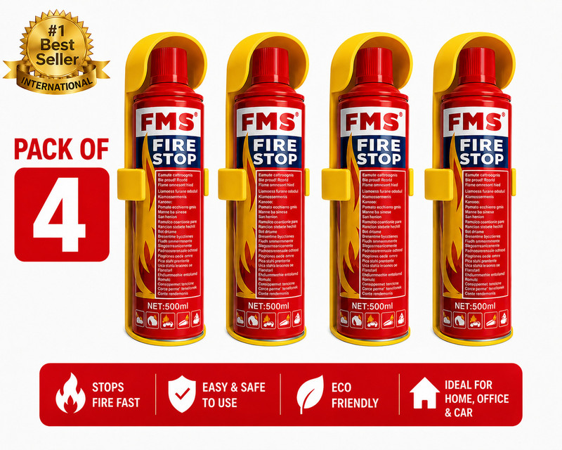 FMS Fire Stop Fire Extinguisher Spray for Home, Office, Car & Kitchen 3Pcs Fire Extinguisher Mount(0.5 kg)