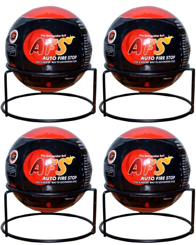 AFS Fire Extinguisher Ball/Self-Activating Extinguisher Ball with Stand Pack of 4 Fire Extinguisher Mount(2 kg)
