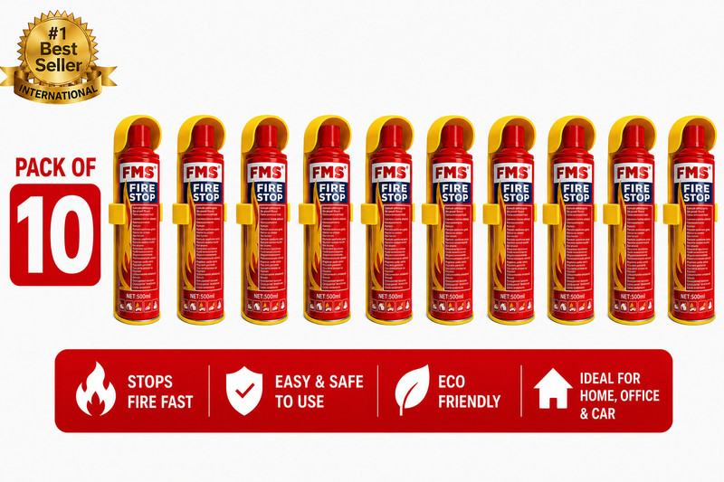 FMS Fire Stop Fire Extinguisher Spray for Home, Office, Car & Kitchen 10Pcs Fire Extinguisher Mount(0.5 kg)