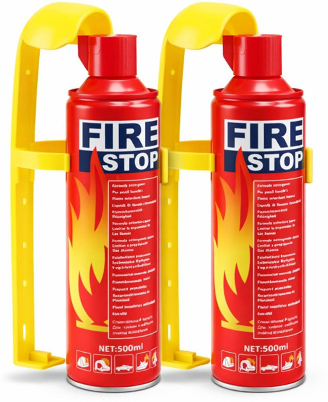 Baikalcart Fire Stop Portable Fire Extinguisher Spray 500ml (Pack of 2) Fire Extinguisher Mount(1 kg)