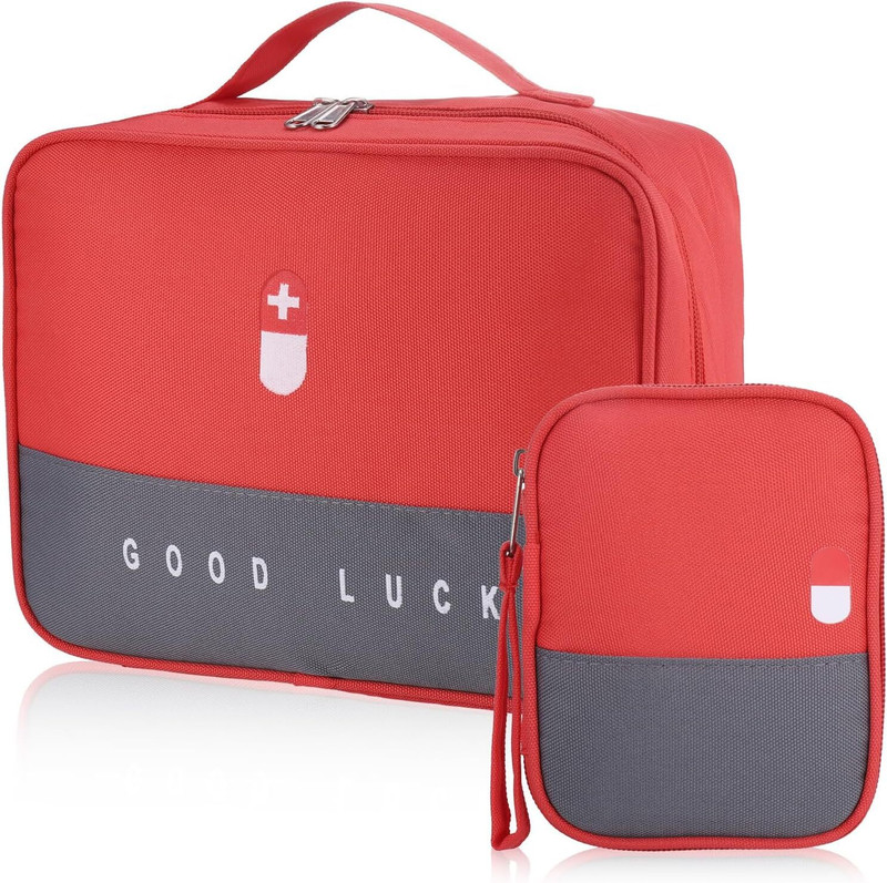 VDNSI Empty First Aid Bags Travel Medical Supplies Cosmetic Organizer Safety Kit-Red First Aid Kit(Home, Workplace)