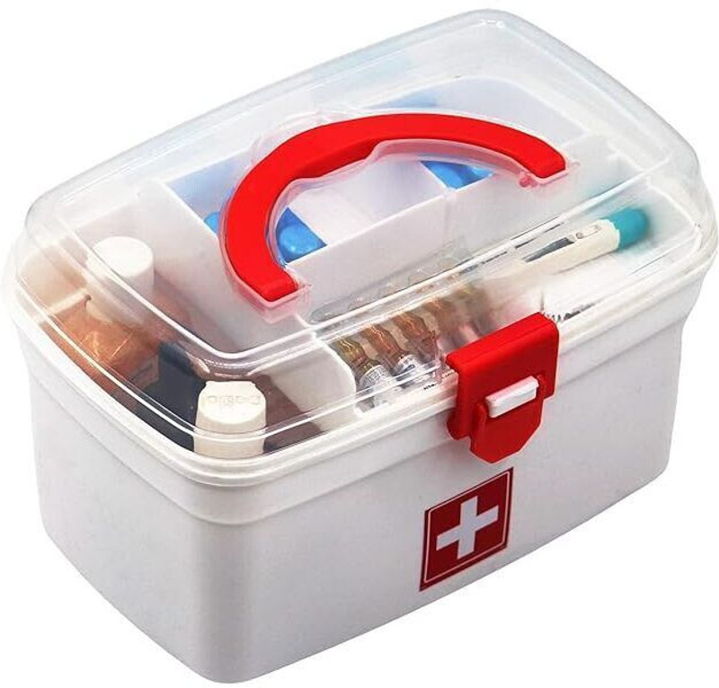 Eshop Family Medicine Cabinets First Aid Kit Plastic Storage Pill Cases First Aid Kit(Home, Sports and Fitness, Workplace)