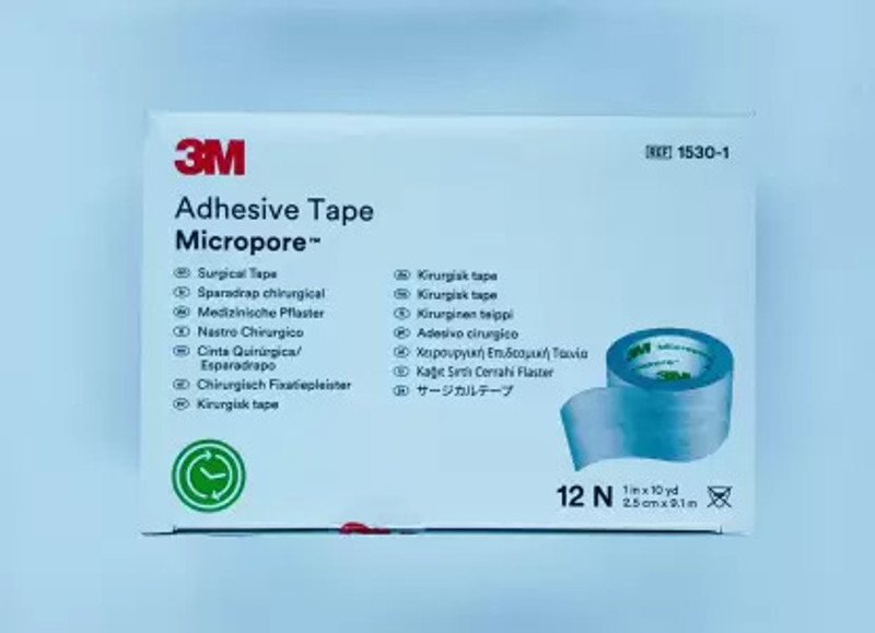 Micropore 3M 1530-1 Inch Adhasive tape (2.5 cm*9.1 m) First Aid Tape(Pack of 12)