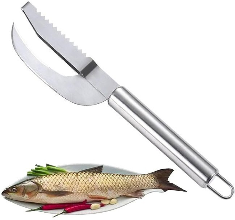 AJB 3-in-1 Stainless Steel Fish Maw Knife with Sawtooth Scaler, Fish Scale Remover Fish Scaler(Pack of 1)