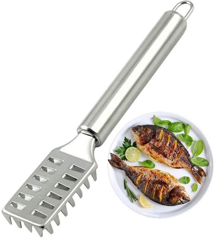 BIZOLO Stainless Steel Fish Scale Scraper Skin Peeler Knif Fish Tools Kitchen Gadget Fish Scaler(Pack of 1)