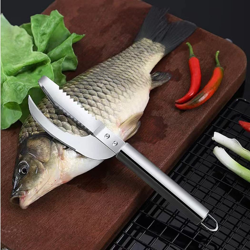 JIG'sMART Steel Fish Cutting Maw Knife Remover Fish Cleaning Brush Scraper Kitchen Fish Scaler(Pack of 1)