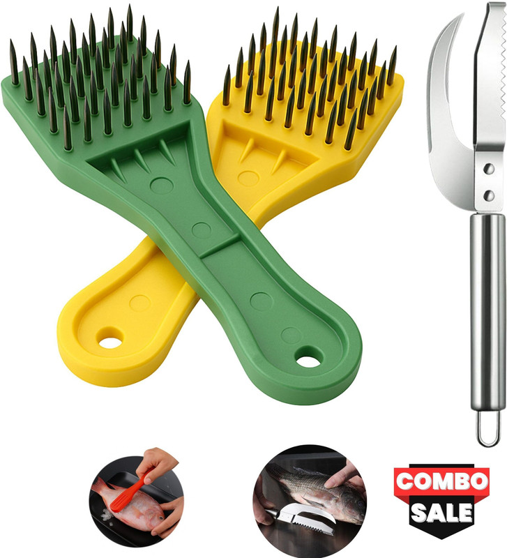 E street Fish Cleaning Tools Combo | Iron Nails Scraper & Maw Knife – Fish Scale Remover Fish Scaler(Pack of 3)