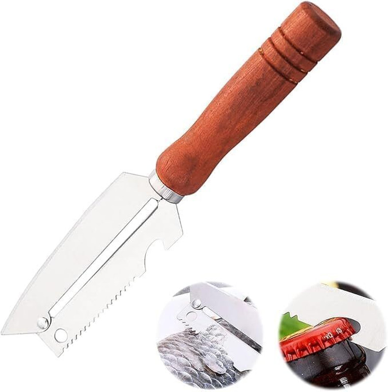 KRUTHU 3 in 1 Multifunction Stainless Steel Peeler Knife 16cm Fish Scaler(Pack of 1)