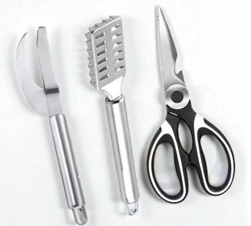 ramakrishnavan Perfect 3 pcs Fish Scissor , Scale and Maw Knife Combo For Kitchen Fish Scaler(Pack of 3)