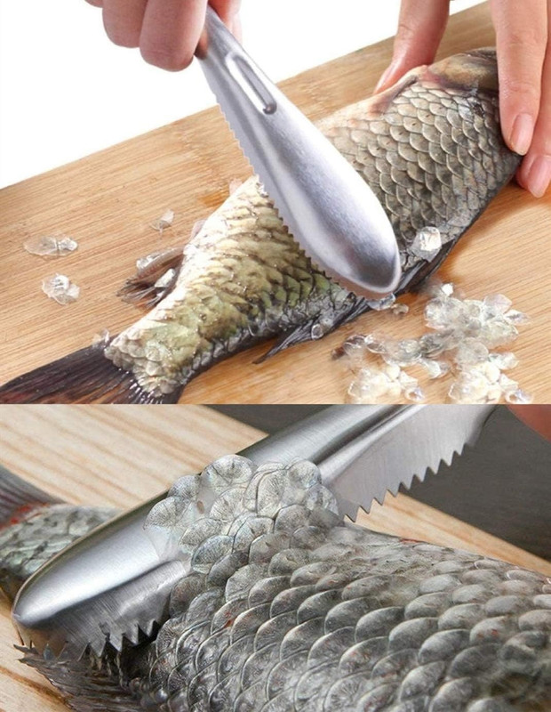 CRAZYGOL Stainless Steel Fish Skin Scraping Brush Fishing Scale Brush Graters Cleaning Fish Scaler(Pack of 1)