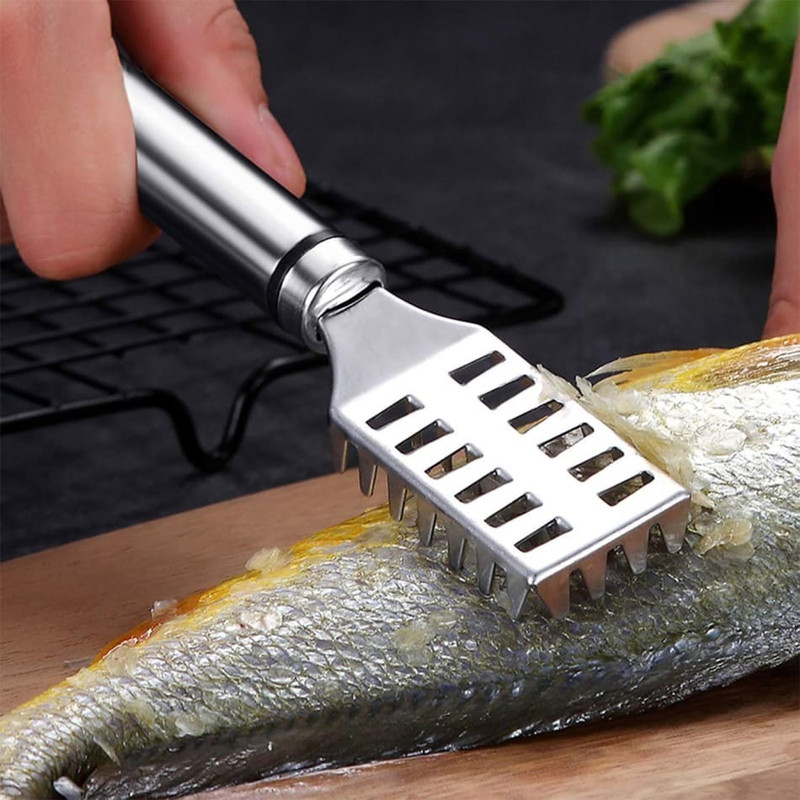 OSSOBERRY Fish Scale Scraper Non-Slip Stainless Steel Fish Scaler(Pack of 1)