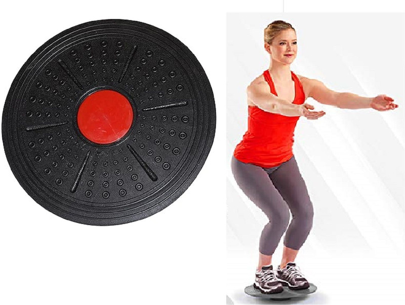 Shopeleven Balance Board Non-Slip Fitness Stability Disc Home Gym Load-bearing Balance Disc Fitness Balance Board(Black, Red)
