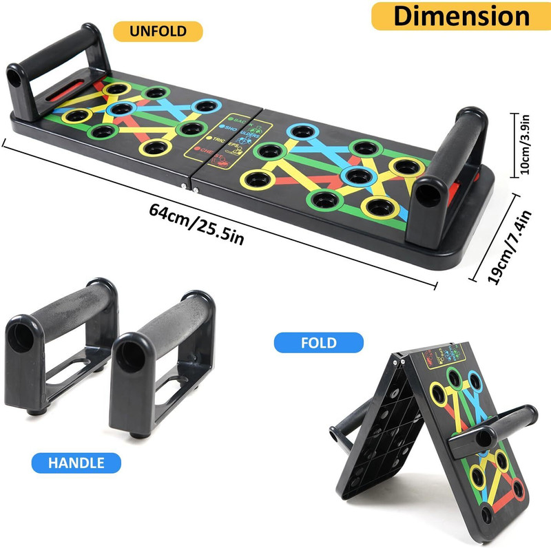 SNTREND Push Up Board System, 15 in 1 Body Building Exercise Push-up Bar Rocker Board Fitness Balance Board(Multicolor)