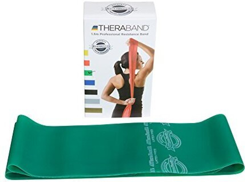 Theraband Resistance Latex Free Exercise Band 5 Feet(Length) x 4 Inches(Width) Green Resistance Band