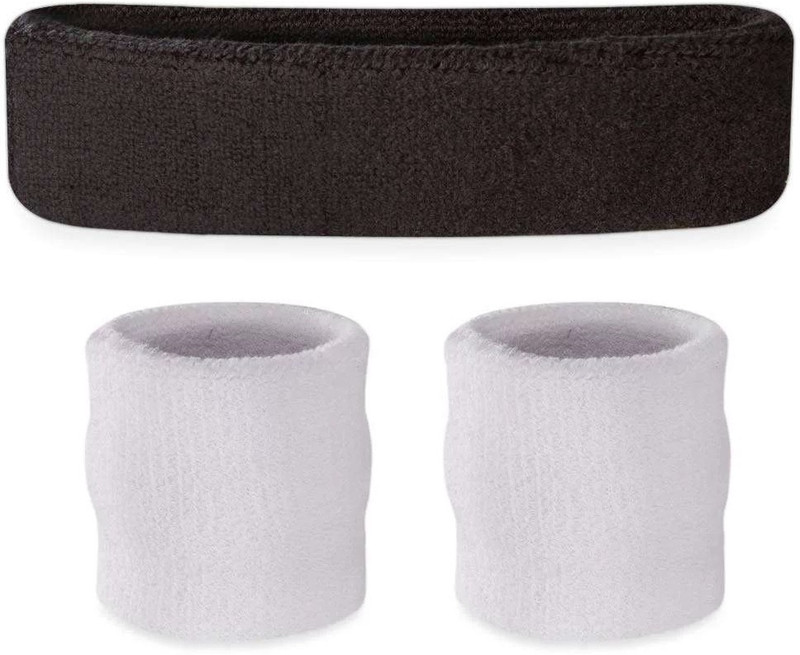Yeahmom Gym Workout Sports Headband & Wristbands Combo for Women & Men-All Sports Wear Fitness Band(Black, White, Pack of 3)