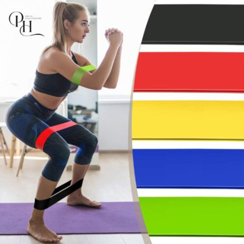 Priyah Loop Elastic Resistance Bands Pack of 5 | Workout Pull Bands for Arms Legs Resistance Band(Multicolor, Pack of 5)