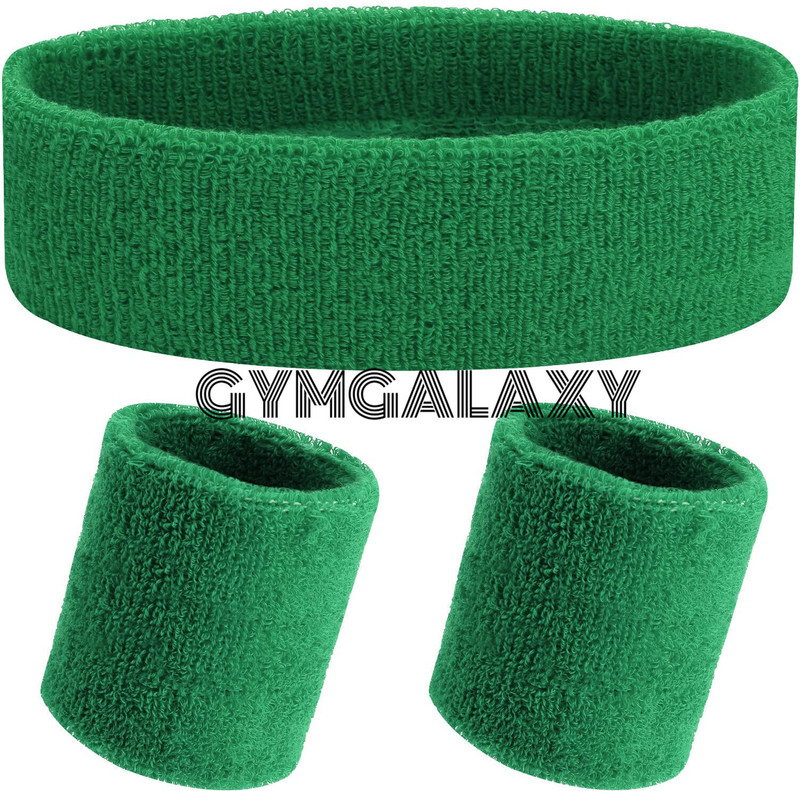 GYMGALAXY Sports Headband and Wristbands Set, White, Cotton Sweatbands for Men and Women Fitness Band(Black, Pack of 3)