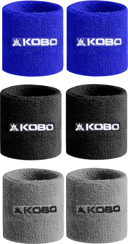 KOBO Sweat Band Cotton Wrist Band Wrist Support for Gym, Exercise, Running for Sweat Fitness Band(Black, Pack of 2)