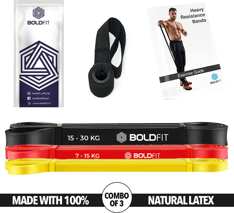 BOLDFIT Heavy For Exercise & Stretching Tube For Men & Women Resistance Band(Yellow, Pack of 1)