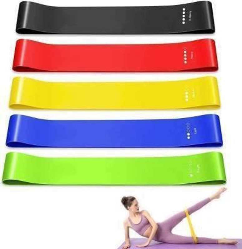 Svaan Resistance Bands Tube for Home Workout Body Stretching Power Lifting (Set of 5) Resistance Band(Black, Red, Yellow, Blue, Green, Pack of 5)