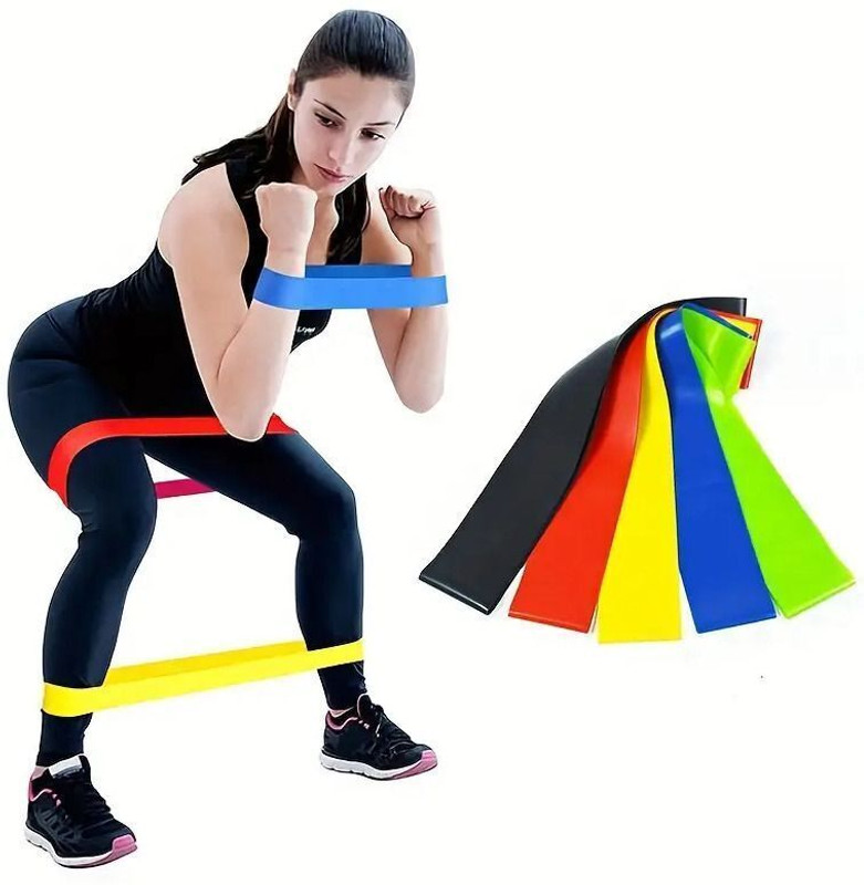 GJSHOP Yoga Resistance Bands, Fitness Elastic Bands, Pull Bands, Squats, Buttocks Resistance Band(Multicolor, Pack of 5)