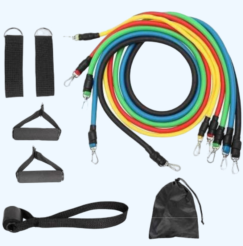 SUVIKSHA Resistance Tubes Fitness Band For Men & women Muscle Exercise for Home & Gym Resistance Band(Multicolor, Pack of 11)
