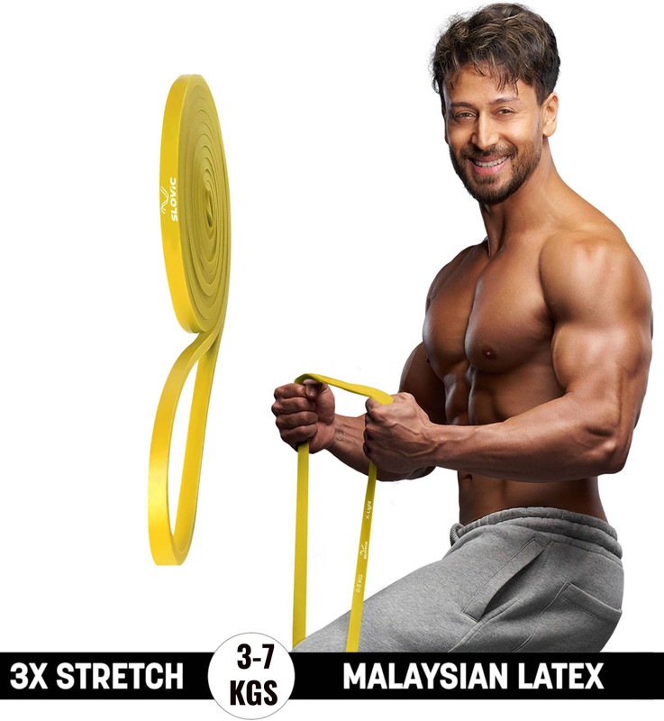 SLOVIC Home & Gym Fitness Band for Workout | Heavy Duty Material | Upto 3-7 KG Resistance Band(Yellow, Pack of 1)
