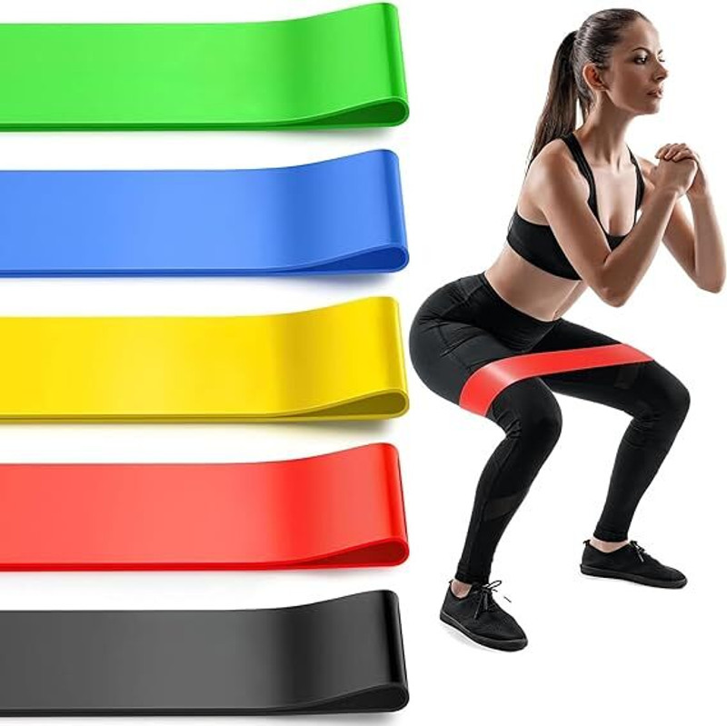 ShopVee 5-Piece Exercise Band Set | Fitness Workout Bands for Strength Training | Resistance Band(Multicolor)