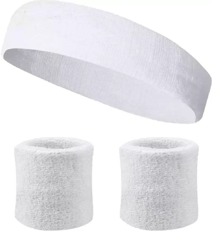 SLIMMY 2_WHITE WRIST_BAND & HEAD_BAND FOR BOYS AND GIRLS , MEN & WOMEN Fitness Band(Pack of 3)