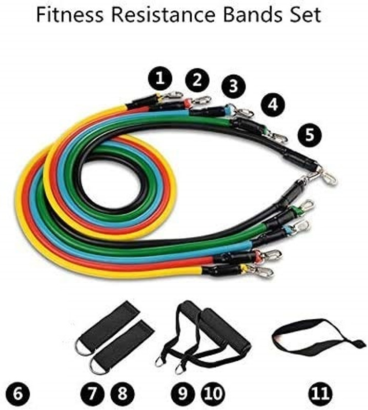 Khargadham Resistance Bands & Door Anchor,Handles for Exercise,Stretching & Exercise Kit Resistance Band(Multicolor, Pack of 11)