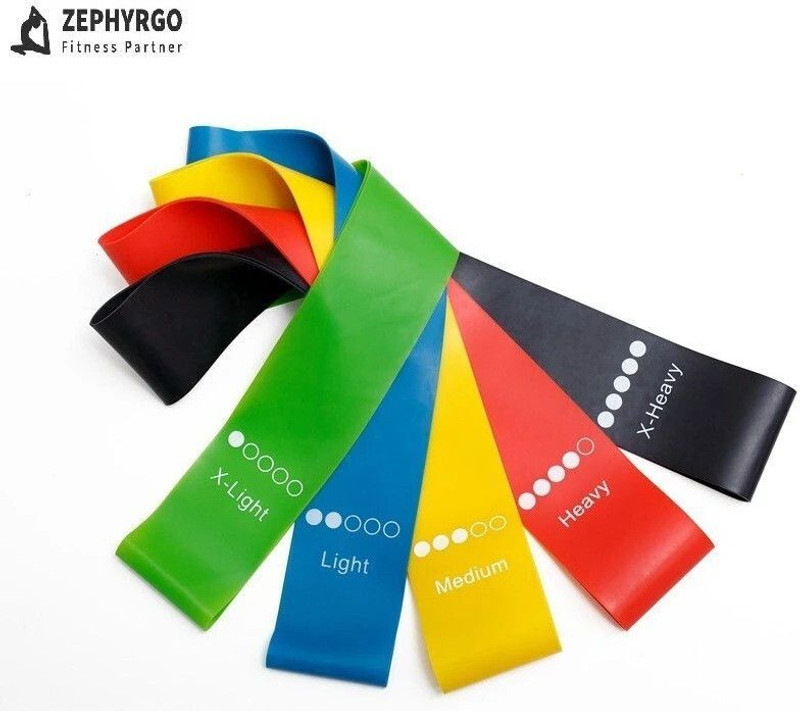 ZephyrGo Resistance Loop Band Set of 5 Workout Equipment for Yoga, Stretching & Aerobic Fitness Band(Multicolor, Pack of 5)