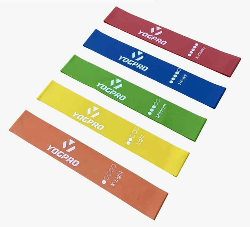 YOGPRO Resistance Loop Exercise Bands with Carry Bag - Set of 5 Resistance Band(Pack of 5)