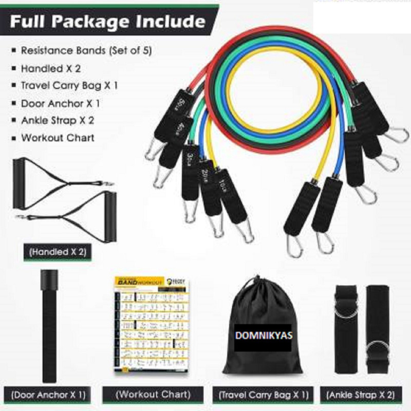 Dashify fit11pcs/set Strength Resistance Bands Pull Rope Pilates Fitness home gym kit Resistance Band