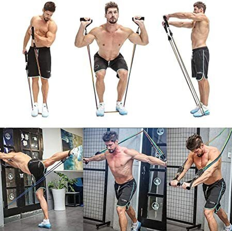 Oddish Stretching and Workout Toning Tube Kit with Foam Handles Resistance Tube(Multicolor)