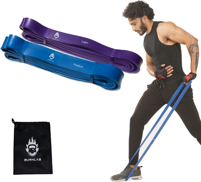 BURNLAB Pull up Band Light and Medium Combo Pack Aerobic Band