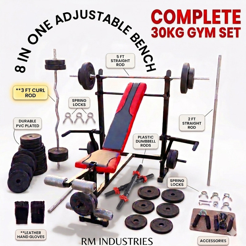 RADHA MURAT 8 IN ONE HOME GYM COMBO , 20-40 kg Weights, ACCESSORIES (30, Kilograms) Multipurpose Fitness Bench