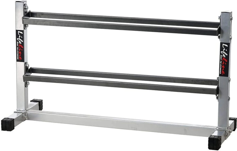 Lifeline LA102 2-Tier Dumbbell Rack | Heavy Duty Space-Saving Gym Storage Stand Flat Fitness Bench