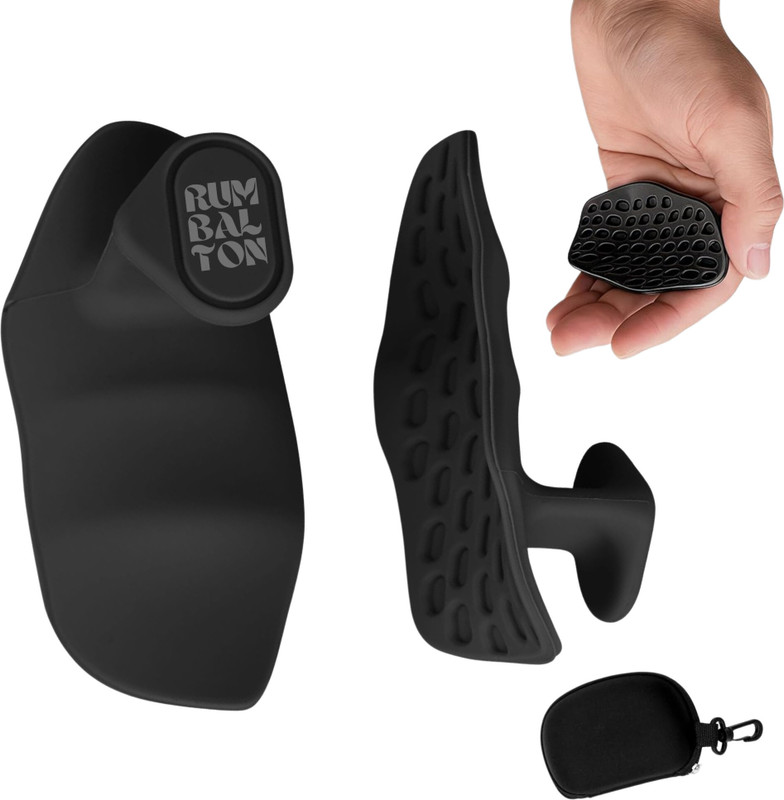 Rumbalton Rubber Gym Grips – Anti-Slip Fingerless Gym Gloves for Lifting + Storage Pouch Hand Grip/Fitness Grip(Black)