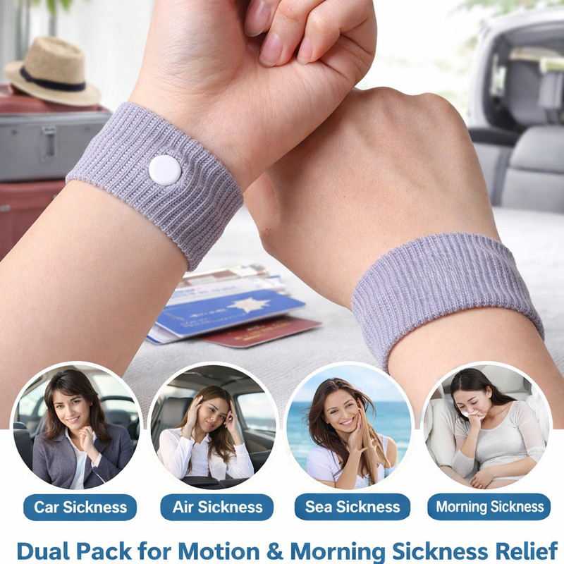 WARRIO TravelEase Motion Sickness Relief Belt Anti Nausea Seasick Car Air Travel Hand Grip/Fitness Grip(Grey)