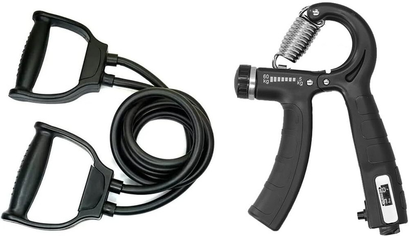 BoldFire Combo -Double Toning Tube Resistance Tube ,R Counter Hand Grip Hand Exerciser. Fitness Accessory Kit Kit