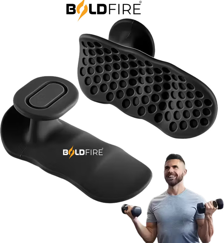 BoldFire 1 Pair Silicone Anti-Slip Grip Ergonomic Design for Dumbbells & Weightlifting Hand Grip/Fitness Grip(Black)