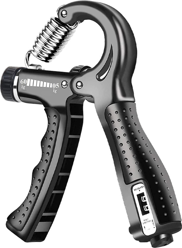 HealthHike Hand Gripper with Counter & Adjustable Spring | Gym Hand Grip Strengthener 60 Kg Hand Grip/Fitness Grip(Black, Grey)