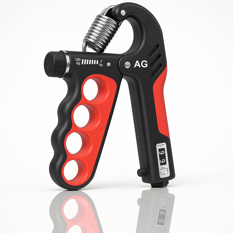 A G Enterprises Pro Hand Grip Strengthener (5-100kg) with Counter for Forearm Hand Grip/Fitness Grip(Black, Red)