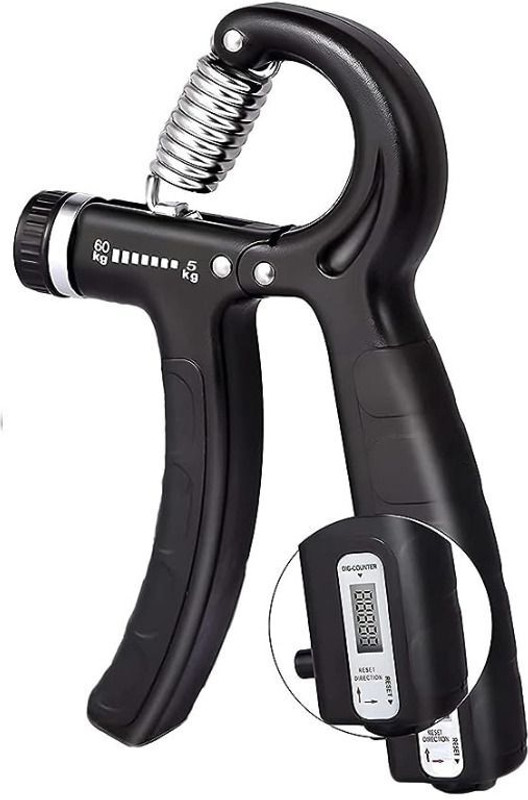 BoldFire Adjustable Hand Grip with Smart Counter (5KG - 60KG) Hand Grip/Fitness Grip(Black)