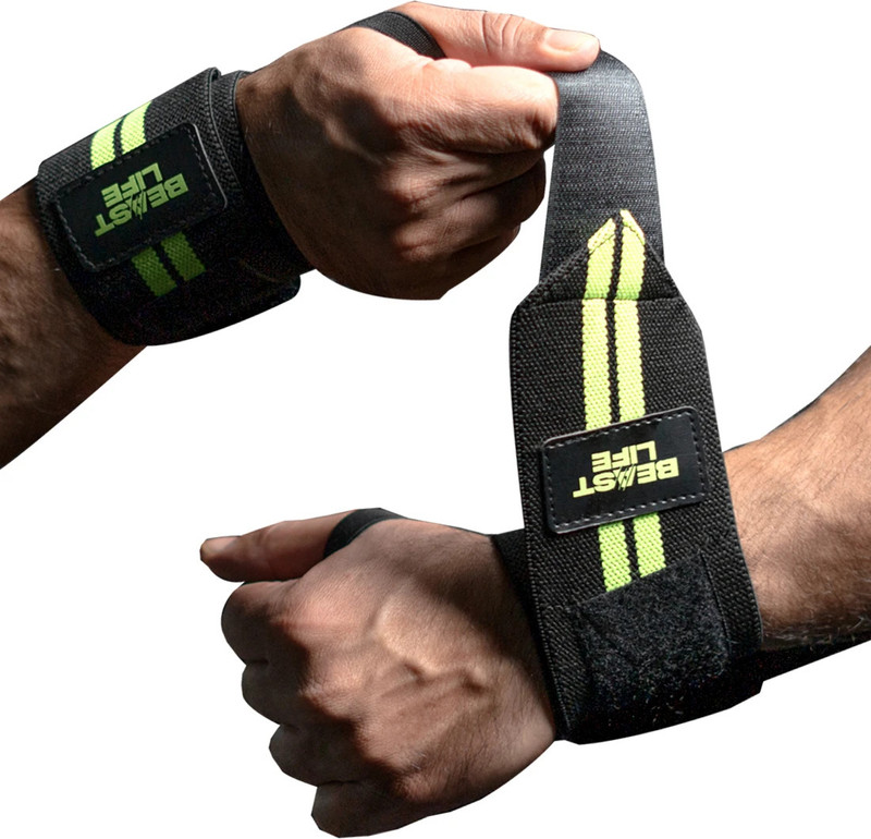 BeastLife Wrist Band For Gym Training with Thumb Support Hand Grip/Fitness Grip(Black, Green)