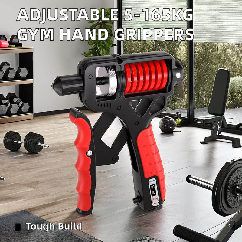 Kripara Sales Heavy Duty Adjustable Hand Gripper with Mechanical Counter& Non-Slip Grip Hand Grip/Fitness Grip(Black, Red)